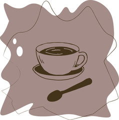 
beautiful modern color illustrations of sketches drawn on the theme of a coffee shop