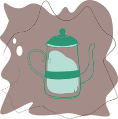 cute funny cartoon teapot illustration on background