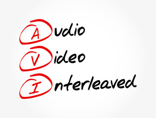 AVI - Audio Video Interleaved acronym, technology concept background