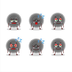 Cartoon character of audio speaker with sleepy expression
