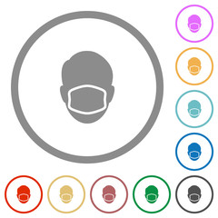 Obraz premium Face with medical mask flat icons with outlines