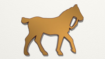 horse 3D drawing icon, 3D illustration
