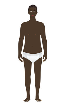 Black man standing in underwear. vector