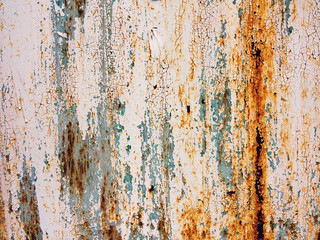 Creative bright metallic background. Flat background texture of dirty rusty metal. Bright rusty spots as the main background for a vintage scratched design