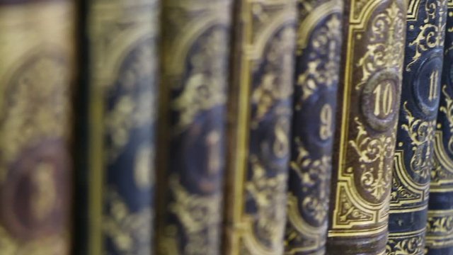 Vintage Leather Bound Books - Dolly shot