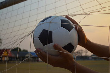 soccer ball in goal