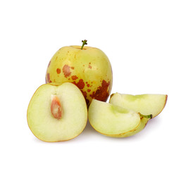 Half and whole chinese jujube isolated on white background.