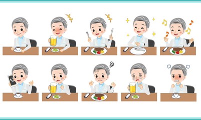 白衣を着た白髪の年配女性