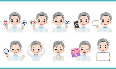 白衣を着た白髪の年配女性