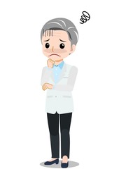 白衣を着た白髪の女性