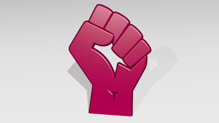 protest fist 3D icon casting shadow, 3D illustration
