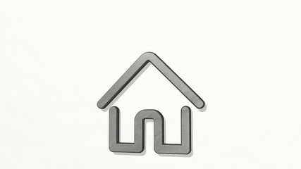house 3D icon on the wall, 3D illustration