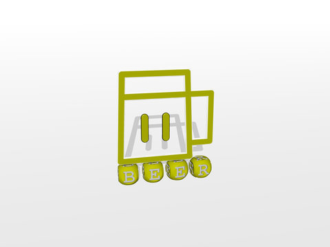 BEER cubic letters with 3D icon on the top, 3D illustration