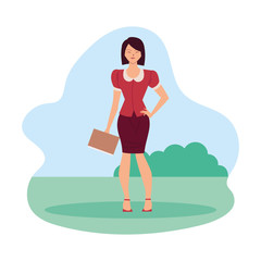businesswoman cartoon at park vector design