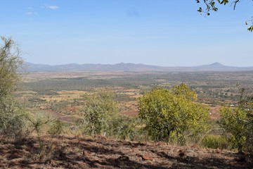 Scenic arid landscapes against sky in rural Kenya