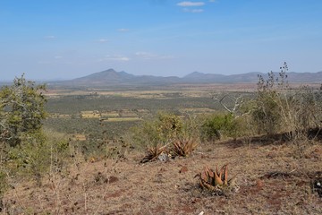 Scenic arid landscapes against sky in rural Kenya