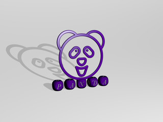 panda 3D icon over cubic letters, 3D illustration © Ali