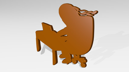 hacker ID theif 3D icon casting shadow, 3D illustration