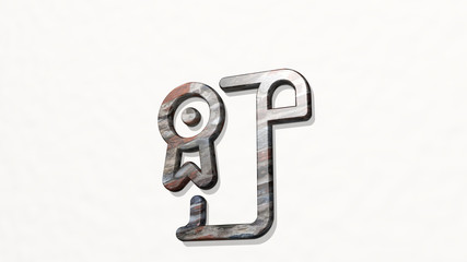 CERTIFIED CERTIFICATE 3D icon on the wall, 3D illustration