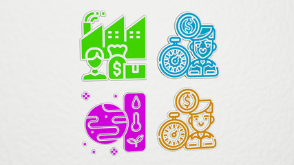 RESOURCES colorful set of icons, 3D illustration
