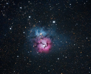 Trifid nebula in the night sky