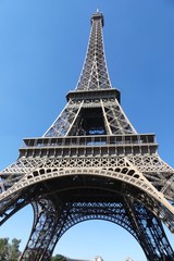 eiffel tower in paris view from below 