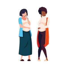 Fototapeta premium black hair and black pregnant women cartoons vector design