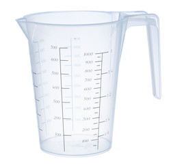 Empty beaker isolated on white background close up