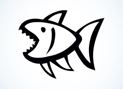 recommend clip art: Piranha fish. Vector drawing icon