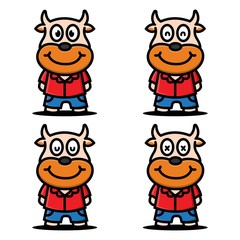 cow animal kawaii character design illustration