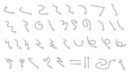 Vector illustration of curved arrow icons. curved arrow icons set. curve icons