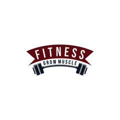 simple fitness logo with fitness equipment