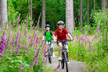 Healthy lifestyle - teenage girl and boy cycling
