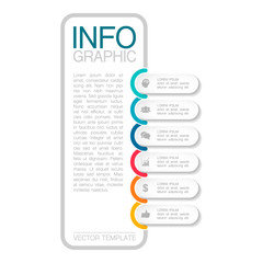 Vertical vector infographic template ,6 steps or options. Data presentation, business concept design for web, brochure, diagram.