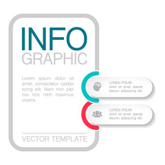 Vertical vector infographic template, 2 steps or options. Data presentation, business concept design for web, brochure, diagram.