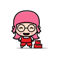 kawaii messenger character designs illustration