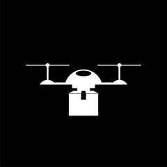 Drone delivery icon isolated on dark background