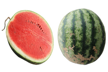 Watermelon set isolated on white background and clipping path.