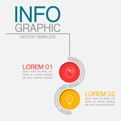 Vector infographic template with 2 steps or options. Data presentation, business concept design for web, brochure, diagram.