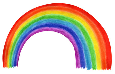 Fototapeta premium Bright childrens illustration curve rainbow. Isolated on white background. Hand-drawn.