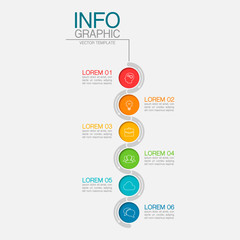 Vector infographic template with 6 steps or options. Data presentation, business concept design for web, brochure, diagram.