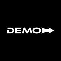 Demo sign with arrow isolated on dark background