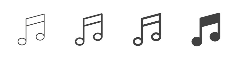 Musical notes icons set isolated on white background. Vector illustration
