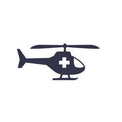 Air ambulance, medical helicopter icon on white