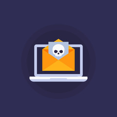 email with virus, phishing vector icon