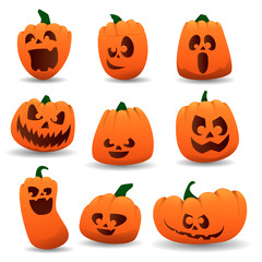 Collection pumpkin character on a white background
