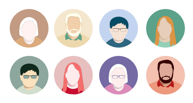 characters, persona for user research, vector avatar, many faces	
