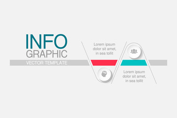 Vector infographic template with 2 steps or options. Data presentation, business concept design for web, brochure, diagram.