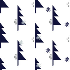 Seamless New Year's pattern of fir trees and snowflakes. Vector stock illustration eps10