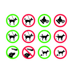 rules for dogs, icons set
